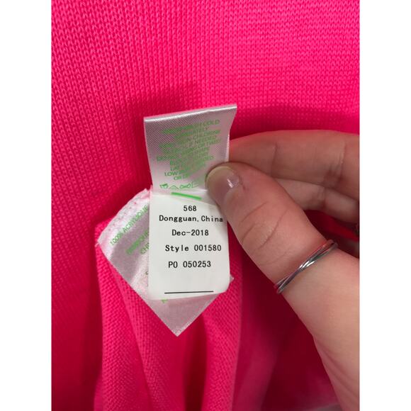 Lilly Pulitzer Rosemary Sweater Hot Pink Pearls M Preppy Resort Barbiecore - Picture 9 of 9